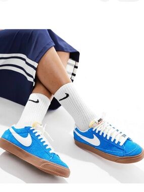 Nike Blazer Low '77 Suede Sneakers - Bright Blue Gum/Medium Brown